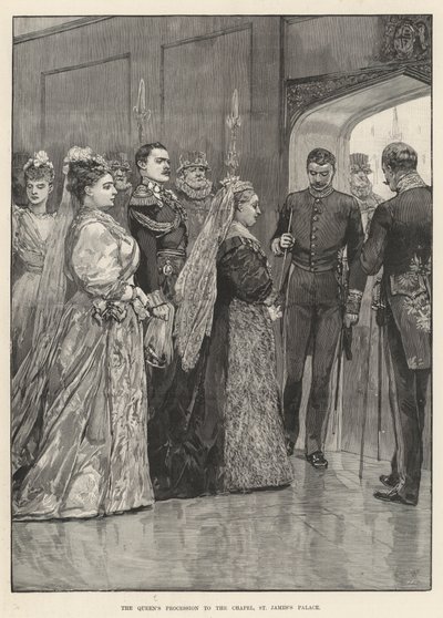La Procesión de la Reina a la Capilla, Palacio de St James de Richard Caton Woodville junior